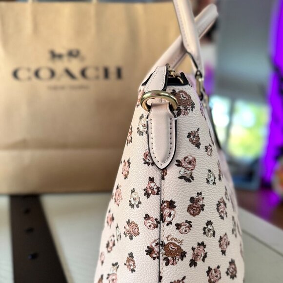 Coach Georgia Satchel Bag – Limited Edition Rose Floral Print Gold/Blush – NWT - Picture 11 of 16
